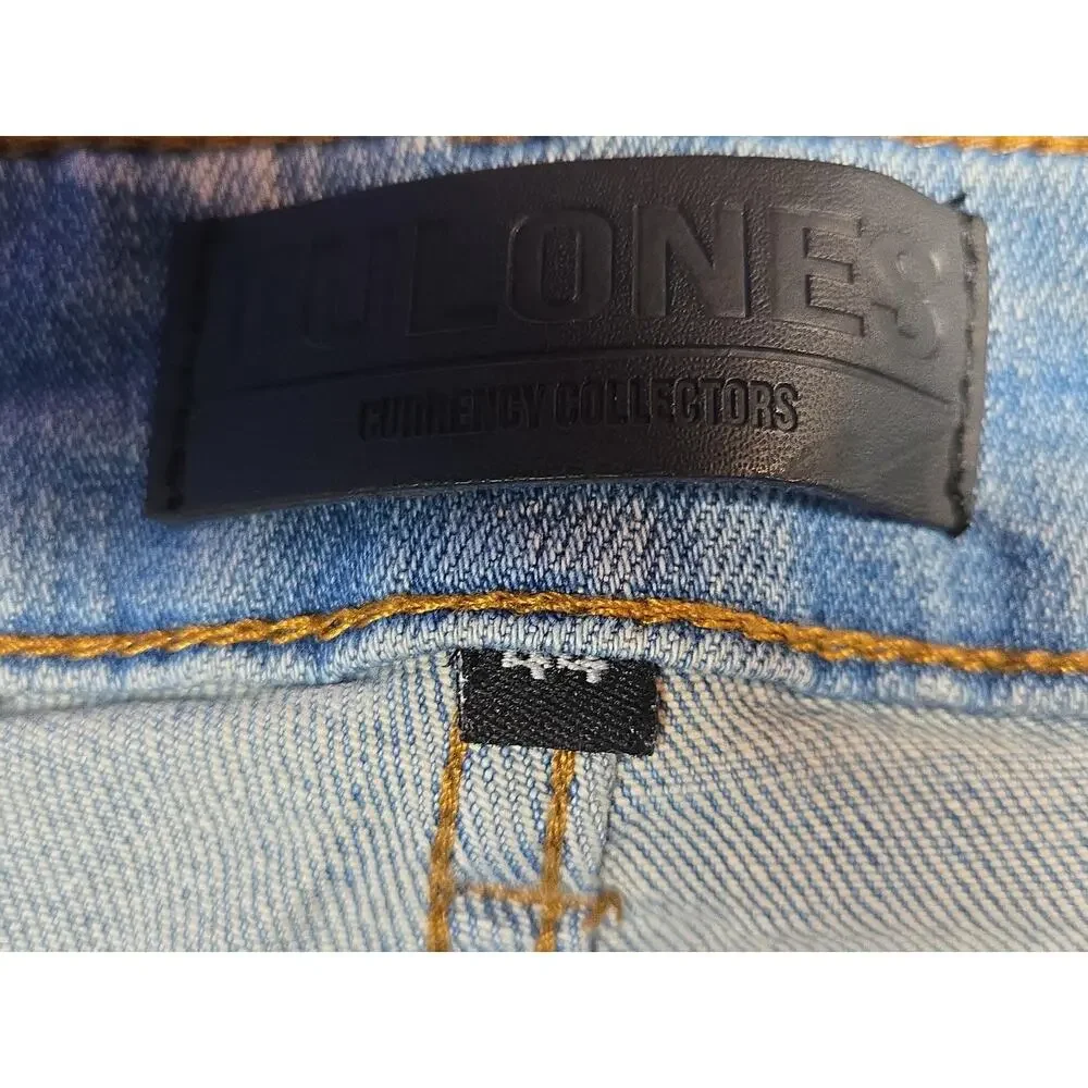 Tulones Jeans Mens 42x32 Blue Skinny Paint Splatter Distressed Denim Pants